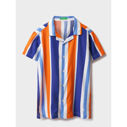 United Colors of Benetton Boys Cuban Collar Vertical Striped Casual Shirt