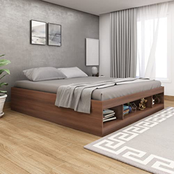 Home Centre Helios Lewis Bronx King Bed |Engineered Wood with Box Storage King Bed| (Brown) |1 Year Warranty