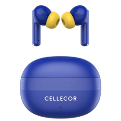CELLECOR BROPODS C105 Tune TWS with 45 Hrs Playtime, Noise Cancellation, Auto-Connect, Touch Controls, 13mm Drivers, 50ms Low Latency Game Mode, Fast Charging-Type-C, BT- 5.3v (Blue-Yellow)