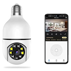 TECHNOVIEW 1080p HD Bulb Light Wireless IP Camera,Fish Eye 360 Degree Panoramic Mini Lamp IR CCTV Indoor Home Security Camera, Motion Detection, Ptz Camera (Cloud Camera) White (WiFi Camera BH)