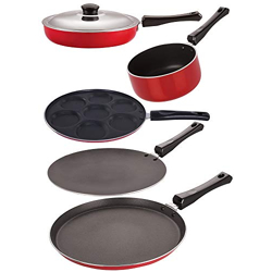 Nirlon Non-Stick Flat Base Gas Compatible Cookware Set Offer, 5 Piece