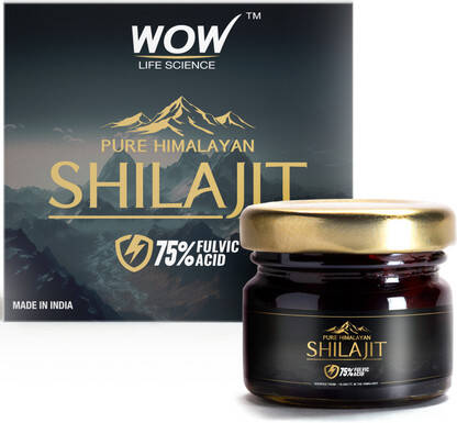 WOW Life Science Pure Himalayan Shilajit Resin|Guaranteed 75% Fulvic Acid|For Stamina & Strength|(20 g)