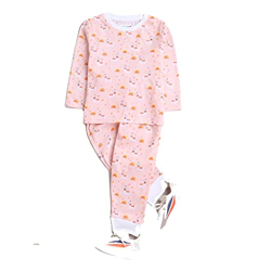 BUMZEE Pink Girls Full Sleeves T-Shirt And Pajama Set Age - 6-12 Months