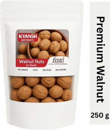 Kyansh Premium Whole Walnuts  Natural, Fresh, Crunchy, High in Omega-3 Walnuts(250 g)