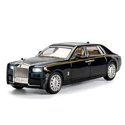 Rolls Royce Phantom Model Car 1:32 Scale Exclusive Alloy Metal Pull Back Die-cast Car Toy with Openable Doors & Light Music Boys Toys for Kids (Rolls Royce Black)