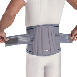 AGARO Lumbo Sacral Belt With Double Strapping, Back Support For Lumbar Spine, Lumber Support Belt For Pain Relief, Back Brace For Men And Women, Ls Belt, Cotton, Small, Grey