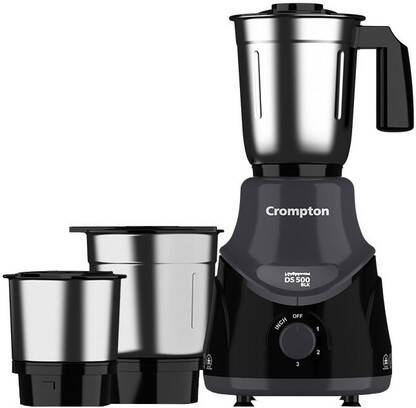 Crompton DS 500 W Mixer Grinder(ACGM-DS500W3J BLK_HL | 3 Jars | Black & Grey)
