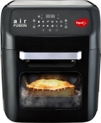 Pigeon Oven Air Fyer with 1800W | 2-in-1 Appliance - Airfryer OTG | Digital Touchscreen | 9 Preset Menu | Air Fry, Bake, Broil, Toast, Defrost | With Rotisserie | 7 Accessories - Black Air Fryer(12 L)