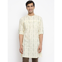 Fabindia Men Abstract Printed Mandarin Collar Cotton Kurta