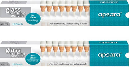 APSARA Glass marking Pencil Pack Of 20 Pencil(Set of 20, White)