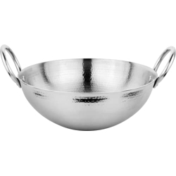Prabha Round Bottom Stainless Steel Kadhai Heavy Gauge Hammered Kadai 1L -170mm | Compatible with Gas Stove | Cookware kadhai for Cooking | Kadhai for Deep Frying