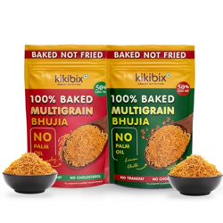 Kikibix Assorted Baked Multigrain Bhujia Namkeen Combo Pack, Indian Masala & Lemon Chilli Healthy & Tasty Snacks, Low Fat & Low Calorie For diabetics, No Palm Oil,100% Baked Bhujiya Pack of 2