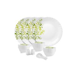Cello Dazzle Series White 22 Pieces Floral Printed Opalware Microwave Safe Dinner Set