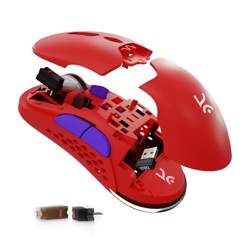 Kreo Chimera RGB USB Wireless Gaming Mouse with Hot-swappable Switches & 7 Programmable Buttons | Swappable Shells & Switches Included | Adjustable DPI Upto 10000 (Wireless, Ruby Red)