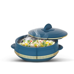 Asian Plastowares Bailey Gold Casserole - 2500ML Hot Pot for Roti, Chapati & Meals, Biryani | Casserole for Kitchen & Gifting | BPA-Free, Food-Grade | Royal Dark Blue
