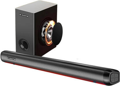 Egate Enigma 306 | LED Light Soundbar Subwoofer Speaker | 3 EQ Mode Quad Drive Setup 210 W Bluetooth Home Theatre(Black, 2.1 Channel)