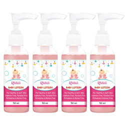 Glimlach Calamine Baby Lotion - 24-Hour Moisture, Aloe Vera & Castor Oil | For Dry, Sensitive, Itchy Skin (50ml, Pack of 4)