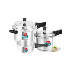 Set of 3 Aluminium Outerlid Pressure Cookers with Induction base - 2, 3, 5 L