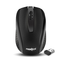 FRONTECH Wireless Mouse, 2.4 GHz with USB Nano Receiver, 1000 DPI, Optical Tracking, Auto On/Off, Long Battery Life, for PC/Desktop/Mac/Laptop, 1 Year Warranty (MS-0033, Black)