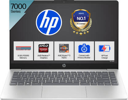 HP AMD Ryzen 5 Quad Core 7520U - (8 GB/512 GB SSD/Windows 11 Home) 14-hr0001AU Thin and Light Laptop(14 inch, Natural Silver, 1.41 Kg, With MS Office)