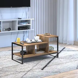 Amazon Brand - Solimo Mia Engineered Wood Center Table/Coffee Table for Living Room with Steel Legs