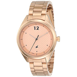 Fastrack Quartz Analog Rose Gold Dial Stainless Steel Strap Watch for Girls-NS6215WM01