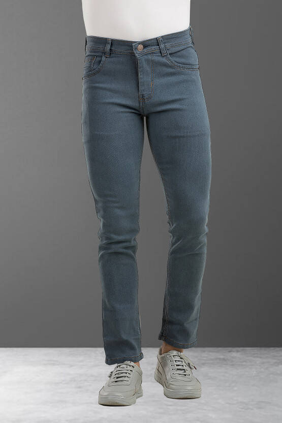 Men Regular Mid Rise Grey Jeans