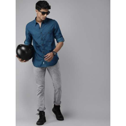 Solid Cotton Denim Shirt