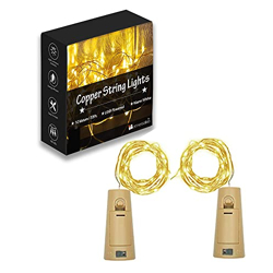 Homesake Wine Bottle Cork 20 LED Copper String Lights, Rice Lights LED Fairy Lights for Room Decoration, Perfect for diwali decoration for home, Diwali Decor Items, and Diwali Gift (2M Set of 2 cork)