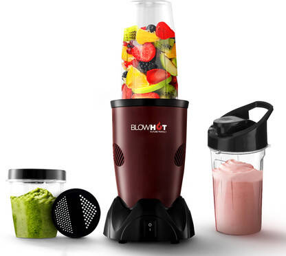 BLOWHOT Nutrimix Pro Blender High Torque Powerful Motor 22000 RPM with SS Blades 500 W Juicer Mixer Grinder(Nutri MixPro | 3 Jars | Maroon, Transparent)