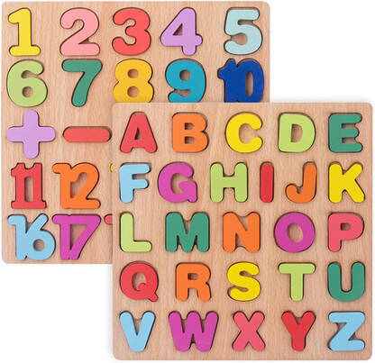 Zarqito wooden puzzle for kids Number and Alphabet combo 2 pack(2 Pieces)