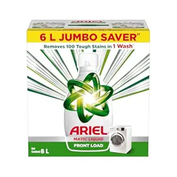 Ariel Liquid Detergent Front Load - 6L | Removes 7 day dried-in Stains in 1 wash inside Washing Machine | Now at Price of Powders | Amazing Fragrance | Protects Colours | Dissolves Faster