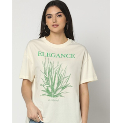 Women Printed Oversized Fit Crew-Neck T-Shirt