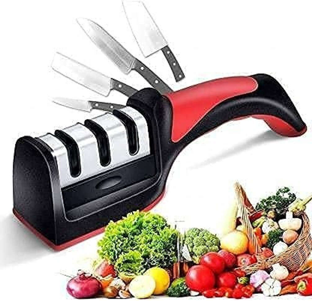 BIZOLO 3 Stages Knife Sharpener Ceramic, Diamond and Steel Scissor and Blade Sha... more