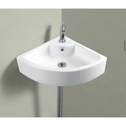 Nexa Bathware Corner Ceramic Wall Hung Basin | Luxurious Wash Basin Table Top Bathroom Sink Super White Colour With Glossy Finishing (23 x 17 x 5 INCH) S1