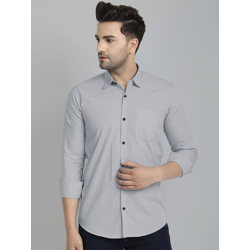 Men Comfort Fit Solid Spread Collar Cotton Casual Shirt
