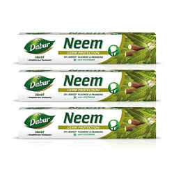 Dabur Herb'l Neem Germ Protection Toothpaste - 600g (200g x 3) | No Added Flourides & Parabens | Neem Fights Bacteria | Potent for Germ Protection | Enriched With Powerful Natural Ingredients