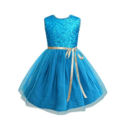 A.T.U.N. (ALL THINGS UBER NICE) Girl's Knee Length Dress (Gdrs Glt Tur_Turquoise_4-5 Years_Turquoise_4 Years-5 Years)