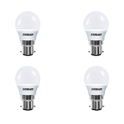 Eveready 2.5W LED Light Bulb | Mercury-Free | With Wide Operating Voltage Range | 100 Lumens Per Watt | Cool Day Light (6500K), Warm White (3000K), Red, Blue & Green | Pack Of 4, Ba15D