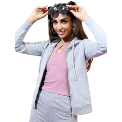 Ketch Women's Polyester Hooded Neck Sweatshirt (KHSS000058_Grey
