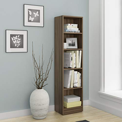 Spacewood William Book Case | 3 Year Warranty | Book Shelf for Home Library, Book Stand Size, Size - 1600 X 400 Engineered Wood | 5 Shelves - Walnut Bronze