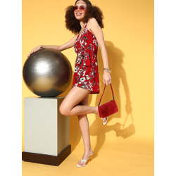 Berrylush Women Maroon Printed Joyful Jumpsuit