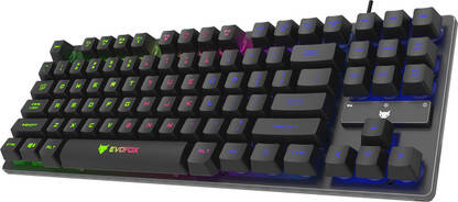EVOFOX Fireblade LED Backlit Wired USB Standard Gaming Keyboard Compatible with Desktop, Laptop, Mac with gaming mode ,stand support,multimedia_keys,Fireblade(Black)