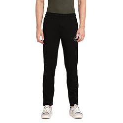 Pepe Jeans Mid Rise Athleisure Men Slim Fit Cotton Stretch Track Pants | Sporty Cotton Jersey Lounge Pants | with Encased Elastic Waist & Side Pockets in Black - Medium