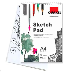 QUAKEL A4 140Gsm Sketch Book/Artist Pad/Drawing Note/Sketch Pad Book 50 Sheets for Students, Artists for Painting, Acrylic, Acadmic,&Proffesional Doodling Graffiti Sketchbooks