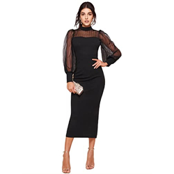 Sheetal Associates Women's Bishop Sleeve Bodycon Dress Black