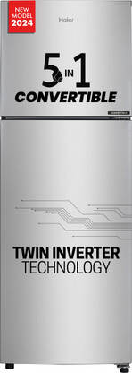 Haier 240 L Frost Free Double Door Top Mount 3 Star Convertible Refrigerator  with Convertible 5 in 1Turbo Icing(Moon Silver, HEF-253GS-P)