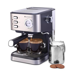 Wonderchef Regenta Espresso Coffee Machine, 19-bar, Make Espressos, Cappuccinos & Lattes at Home, With Steamer, Metal Porta Filter, Temperature Dial, 2 Year Warranty