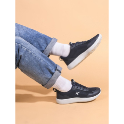 Men Navy Blue Flyknit Mesh Running Shoes