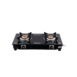 Khaitan Black 2 Burner BP Nano Premium MS Glass Manual Gas Stove